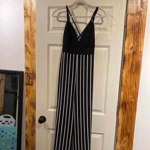 Black+White Pinstriped Jumpsuit